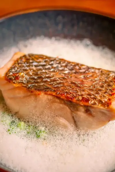 Seared fish with foam sauce at LAO Marrakech